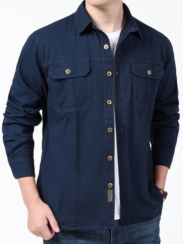 men's vintage cotton work shirt jacket lightweight casual button up with chest pockets, regular fit for springu002ffall outdoor & casual attire, nonstretch fabric