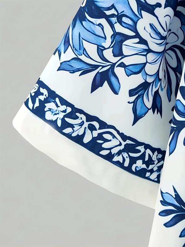 men's two piece floral printed casual shirt + drawstring sports shorts hawaiian beach style two piece set