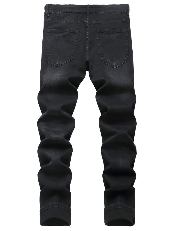 men's washed black fashion trend slim joker stretch jeans men wear autumn new men's jeans.