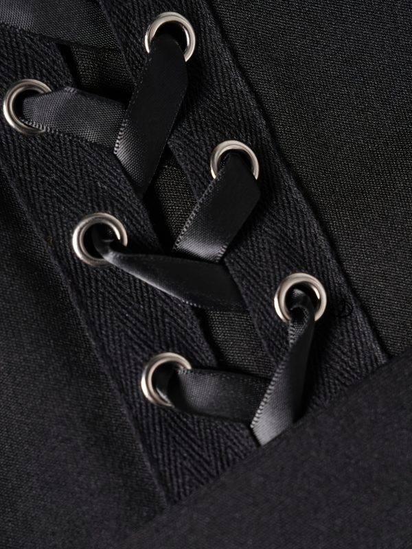 women's vintage gothic hooded zip up jacket solid black long sleeve coat with lace up front, thickened cuffs & waist tie belt for fallu002fwinter casual wear, zipper closure, durable fabric