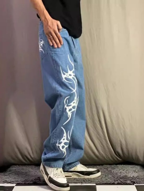 straight jeans for men, hip hop fashion pants, harajuku style punk jeans