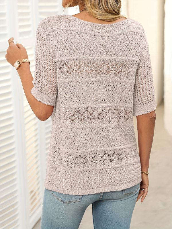 womens summer tops round neck lace short sleeve casual top blouse