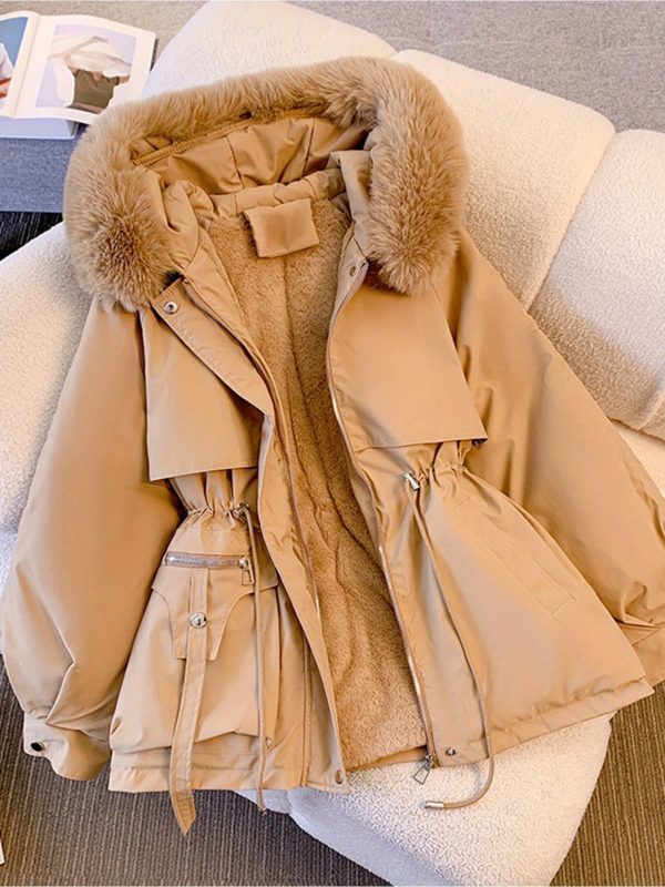 women's winter coat elegant tanu002f, full zip front closure, long sleeves, lightweight cold weather jacket for everyday & formal occasions
