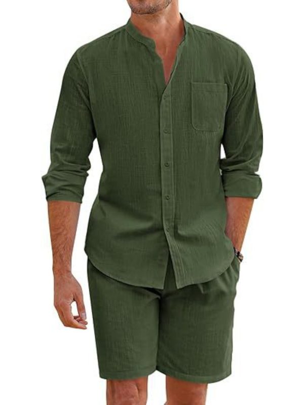 men's summer beach casual two piece suit holiday cardigan fashion suit