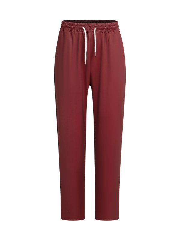 men's casual sportswear floral suit 95% polyester knit fabric, slightly stretchy, round neck long sleeve top and pants, regular fit stripe pattern details, suitable for spring and autumn seasons