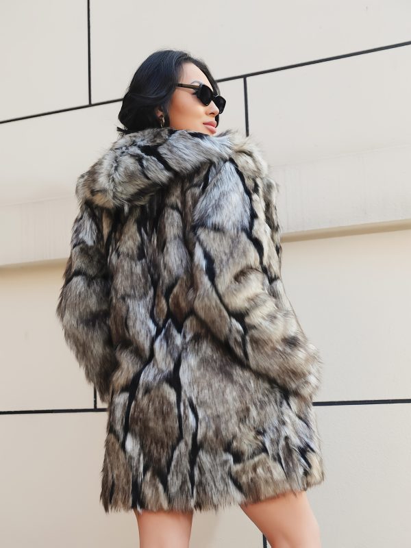 women's elegan faux fur coat fashion coat dye mid length jacket with pockets, single breasted button front, regular fit for autumnu002fwinter casual outings.