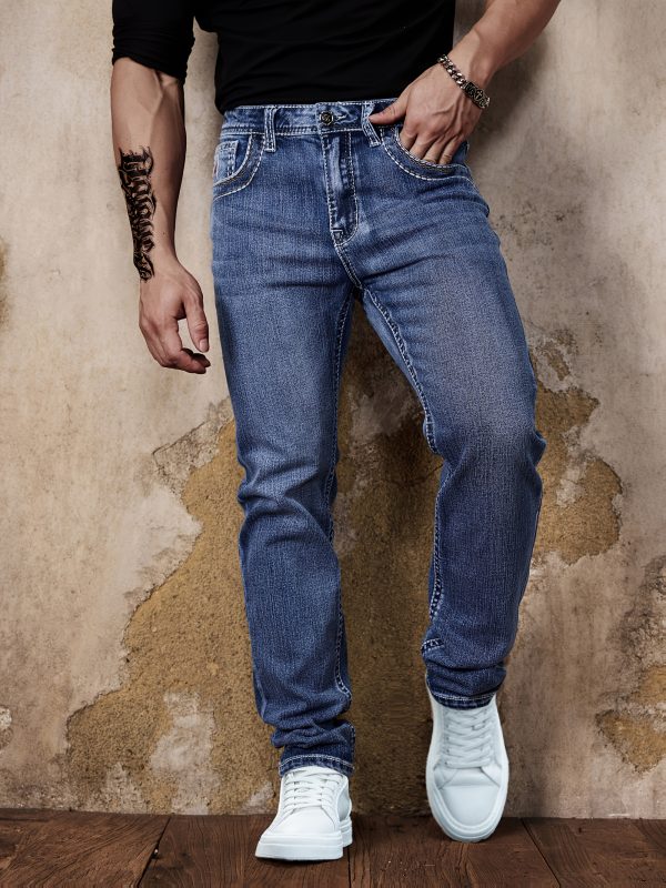 men's thick line original stretch four season denim trousers