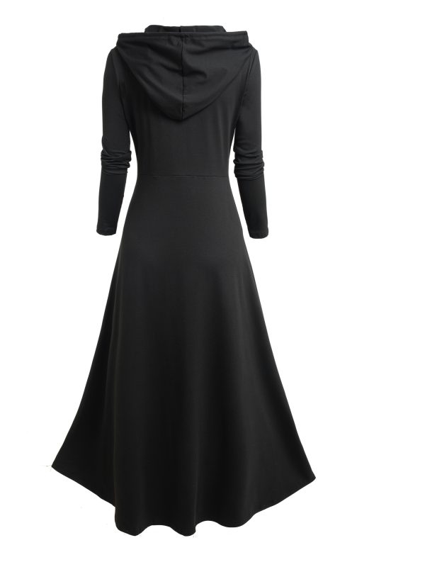 women's gothic hooded zip up jacket long formal coat with full zip closure, elegant gothic outerwear for halloween, cosplay, everyday easy care hand washable women's clothing, goth accessories