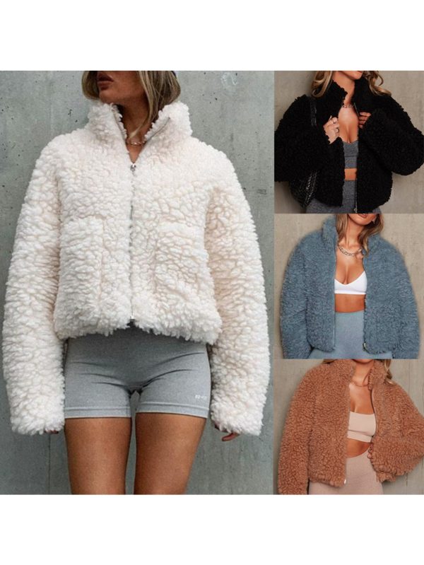 2025 autumnu002f winter european women's fashion new fur pullover, short jacket, lamb hair coat for women