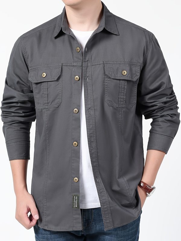 men's vintage cotton work shirt jacket lightweight casual button up with chest pockets, regular fit for springu002ffall outdoor & casual attire, nonstretch fabric