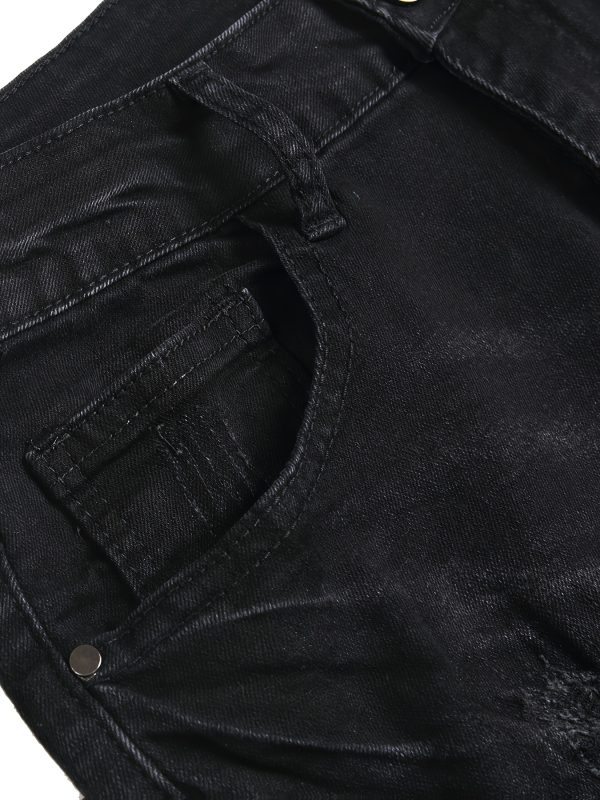 men's washed black fashion trend slim joker stretch jeans men wear autumn new men's jeans.