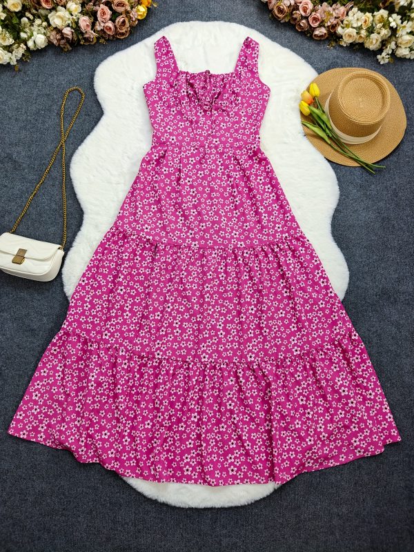 women's floral print maxi dress with adjustable drawstring waist square neck a line lightweight breathable fabric for springu002fsummer vacation & casual outfits, cute summer dresses, summer fashion, flowy material