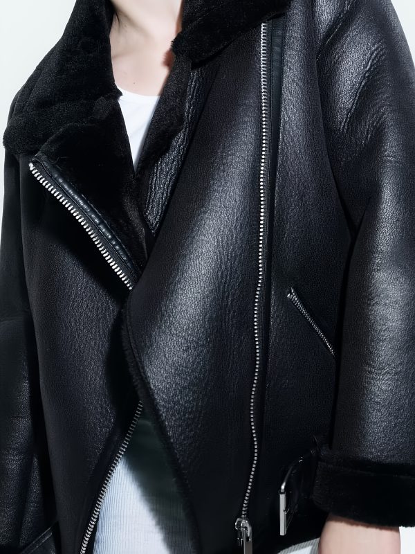 women's elegant motorcycle jacket zippered front closure, non stretchy outerwear coat for fallu002fwinter, chic cold weather jacket for everyday & formal events