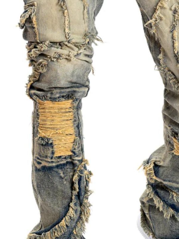 men's black slim fit ripped jeans destroyed straight leg denim, hip hop streetwear, harajuku style, all season comfort, machine washable