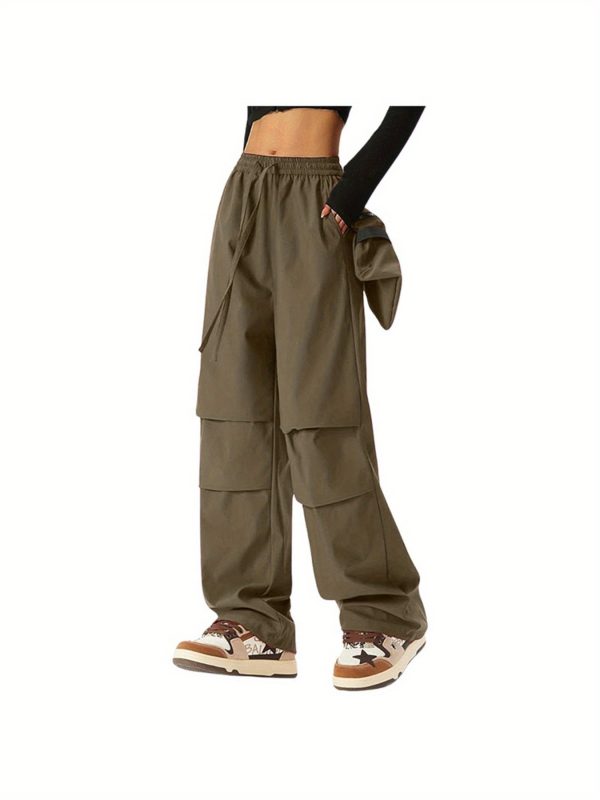 women's casual wide leg quick dry overalls with stretch waistband olive green, machine washable, all season comfort