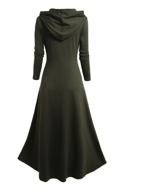 women's gothic hooded zip up jacket long formal coat with full zip closure, elegant gothic outerwear for halloween, cosplay, everyday easy care hand washable women's clothing, goth accessories