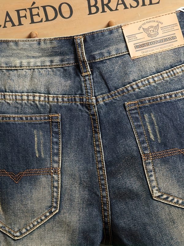 men's springu002fsummer american retro loose ripped versatile fashion straight leg small leg jeans