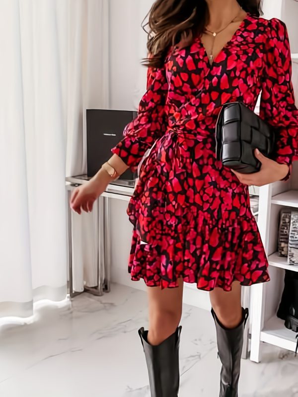 elegant off shoulder flowy summer dress eye catching floral print, wrap waist accent, feminine ruffled hem, and lightweight fabric for a comfortable & fashionable look