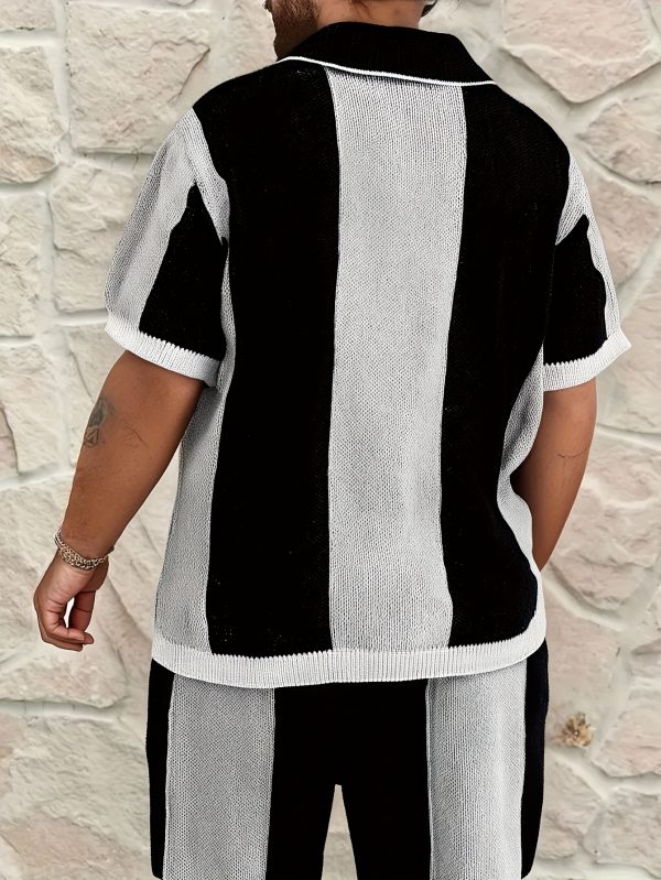 men's short sleeved knitted suit