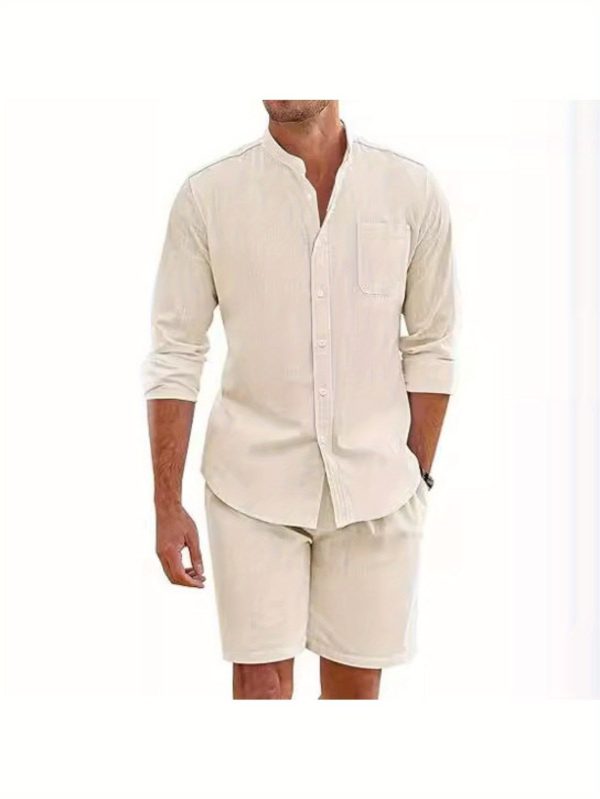 men's summer beach casual two piece suit holiday cardigan fashion suit