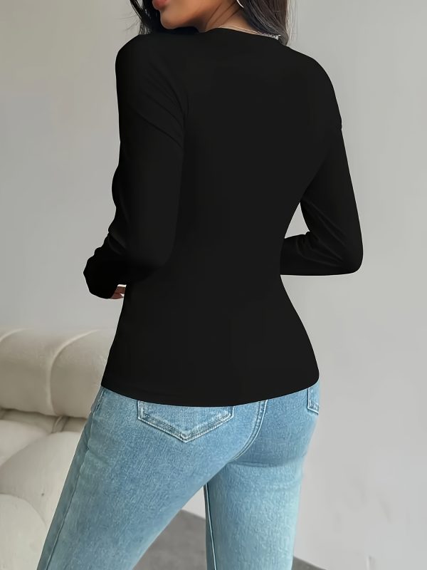 3pcs elegant women's long sleeve t shirts solid color polyester, round neck, regular fit, lightweight & breathable for springu002ffall casual wear, everyday tshirt | elegant women's tee | construction, ladies t shirts