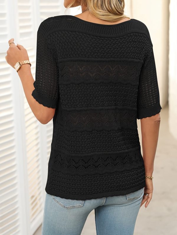 womens summer tops round neck lace short sleeve casual top blouse