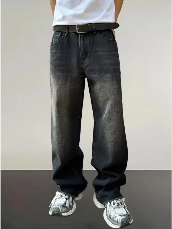 men's loose popular street jeans american style simple and fashionable design comfortable suitable for daily wear in all seasons