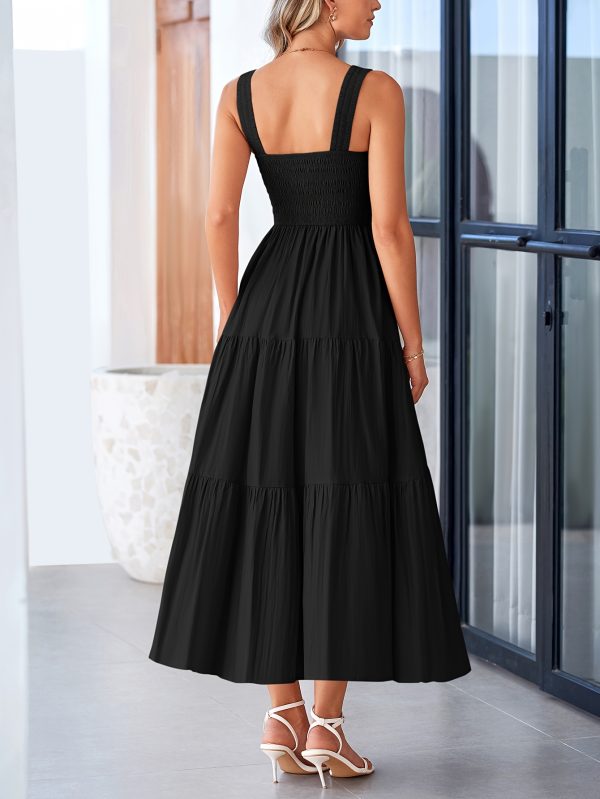 women's strapless cute sleeveless dress with lace edge a line long tassel dress beach sun dress