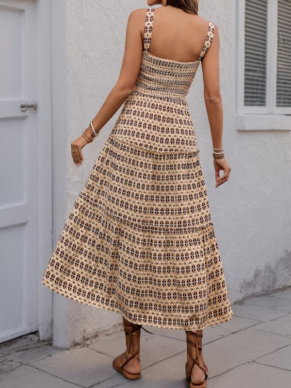 casual chic sleeveless floral dress stunning v neck, elastic waistband for a snug fit, delicate ruffle details, and stylish large blooms for a perfect summer ensemble