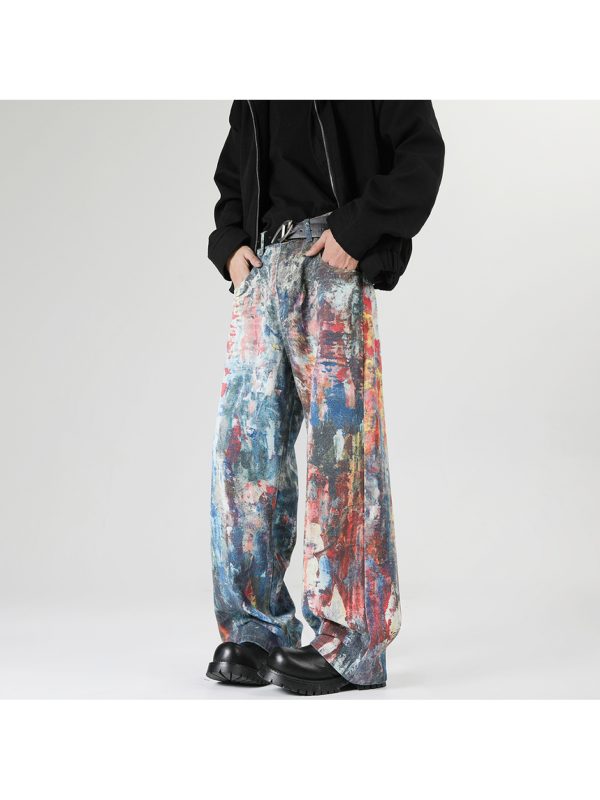 spring summer new unique loose ac trend burnt pants men salt wash street fashion