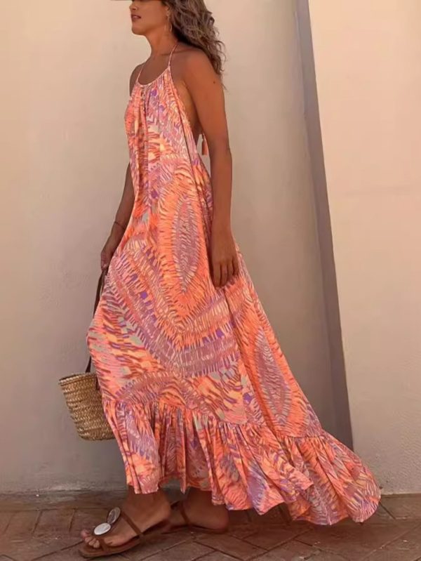 women's floral maxi dress boho chic spaghetti strap sundress, flowy long dress for beach, parties, casual attire women's floral formal & casual outfits, beach dresses, vacation outfit, comfortable fit, summer wardrobe
