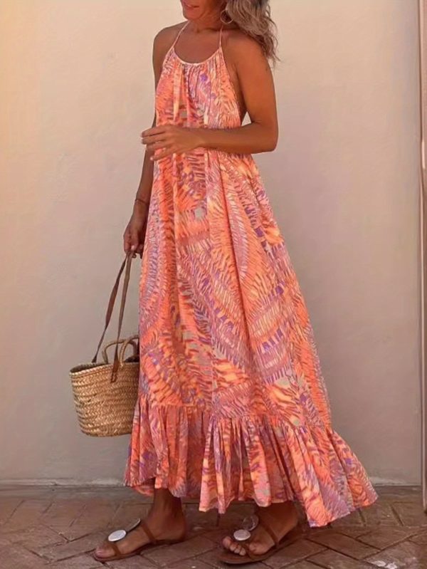women's floral maxi dress boho chic spaghetti strap sundress, flowy long dress for beach, parties, casual attire women's floral formal & casual outfits, beach dresses, vacation outfit, comfortable fit, summer wardrobe