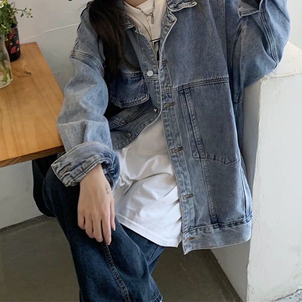 cozy up asymmetrical denim jacket