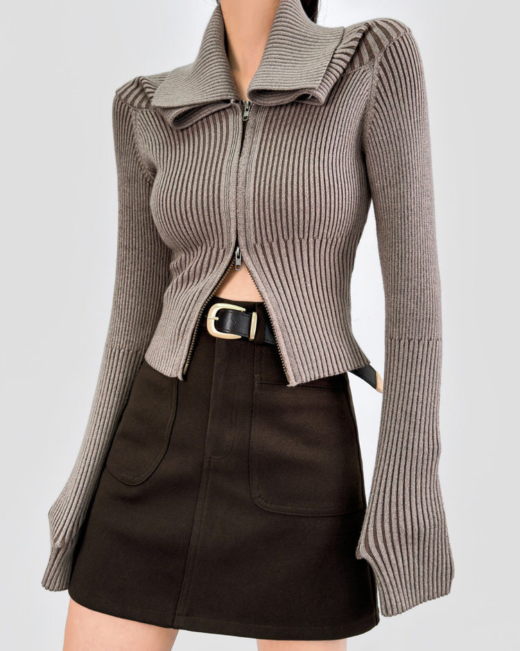 y2k off shoulder zip up top