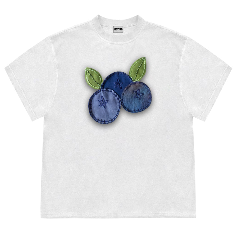 blueberry patchwork tee