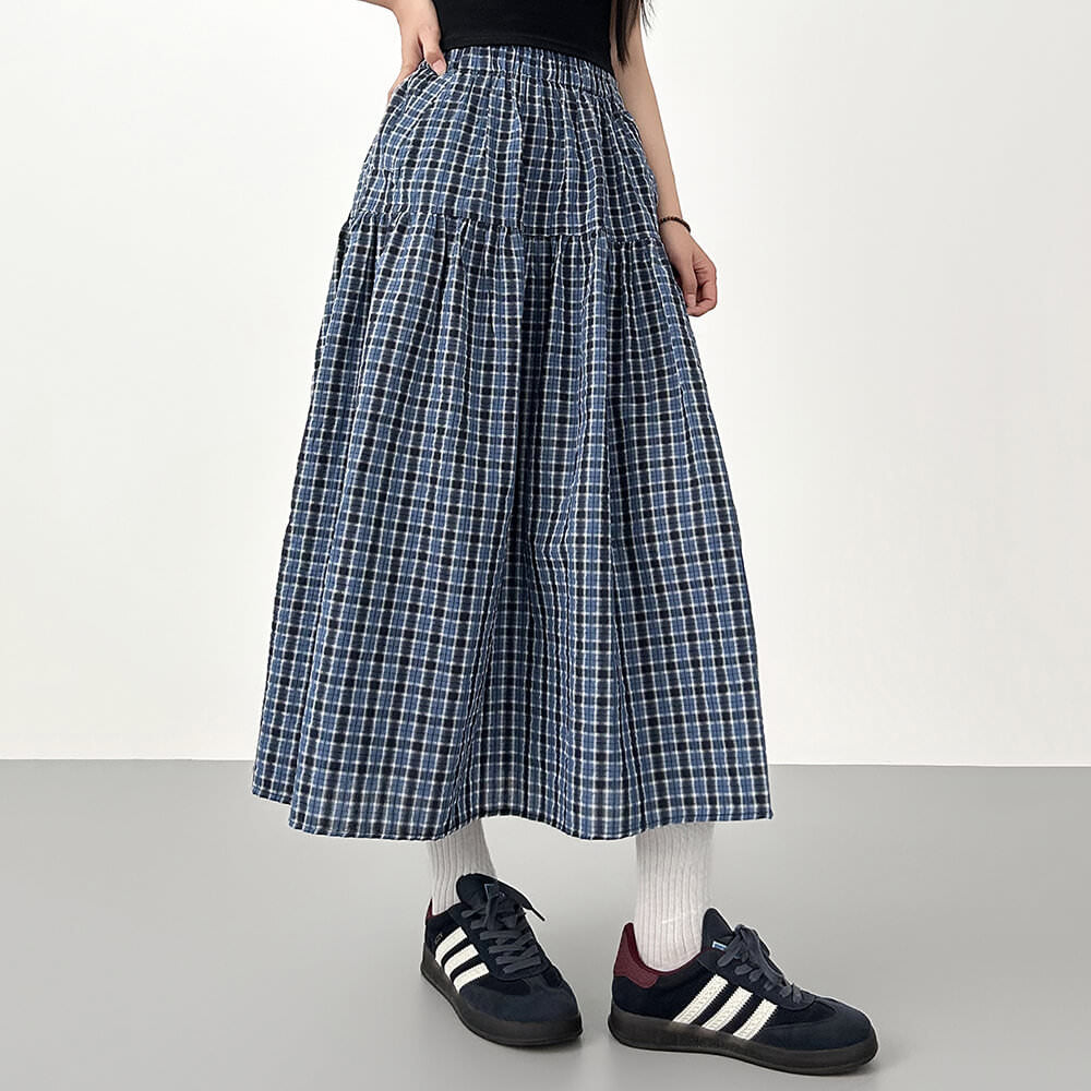 cottagecore gingham maxi skirt