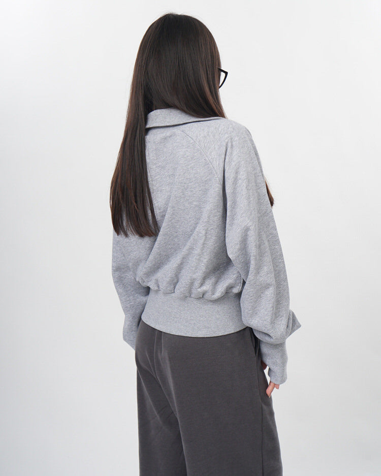 front pockets grey zip up sweatshirt